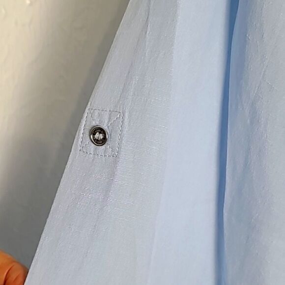 Calvin Klein Light Blue Longsleeve Top with Lace-up Front, Size 2X - Picture 6 of 10